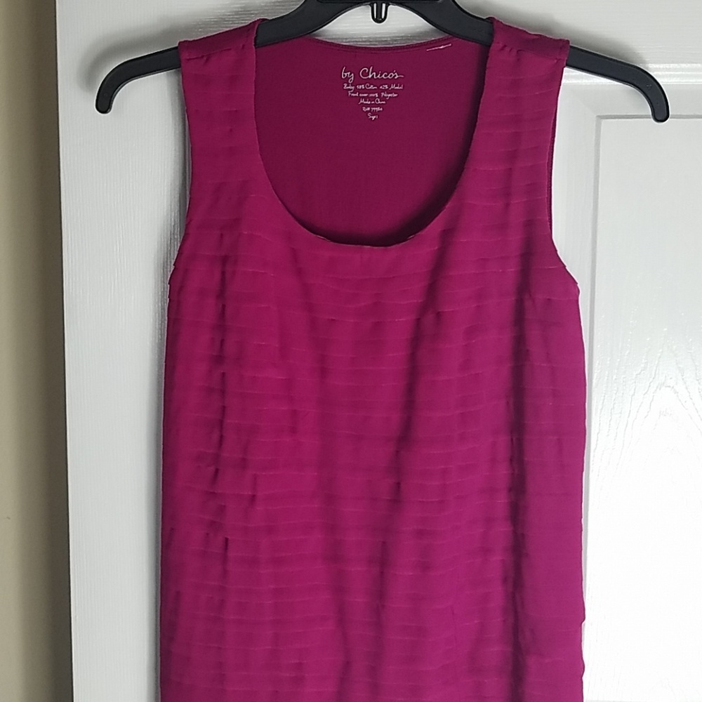 By Chico's, fushcia tiered ruffle top, size 1